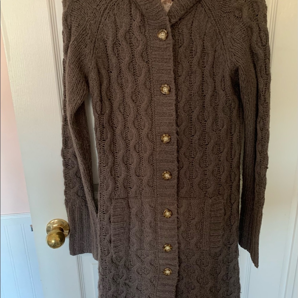 Cozy Brown Cable Knit Cardigan - Picture 10 of 15